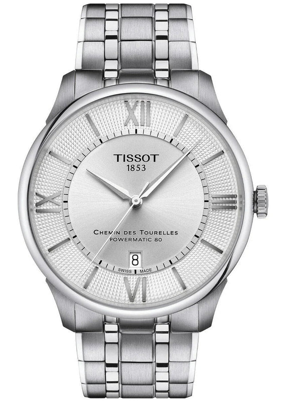 Tissot Chemin Des Tourelles Powermatic 80 Silver Dial Silver Steel Strap Watch for Men - T139.407.11.038.00