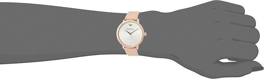 Emporio Armani Modern Silver Dial Pink Leather Strap Watch for Women - AR11160