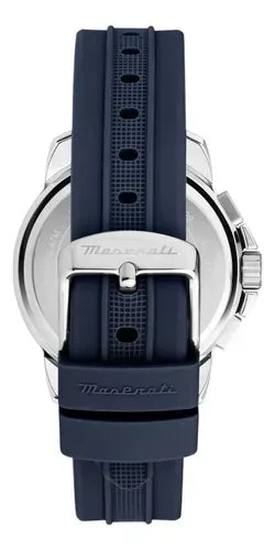 Maserati Successo Chronograph Silver Dial Blue Silicone Strap Watch for Men - R8871621042