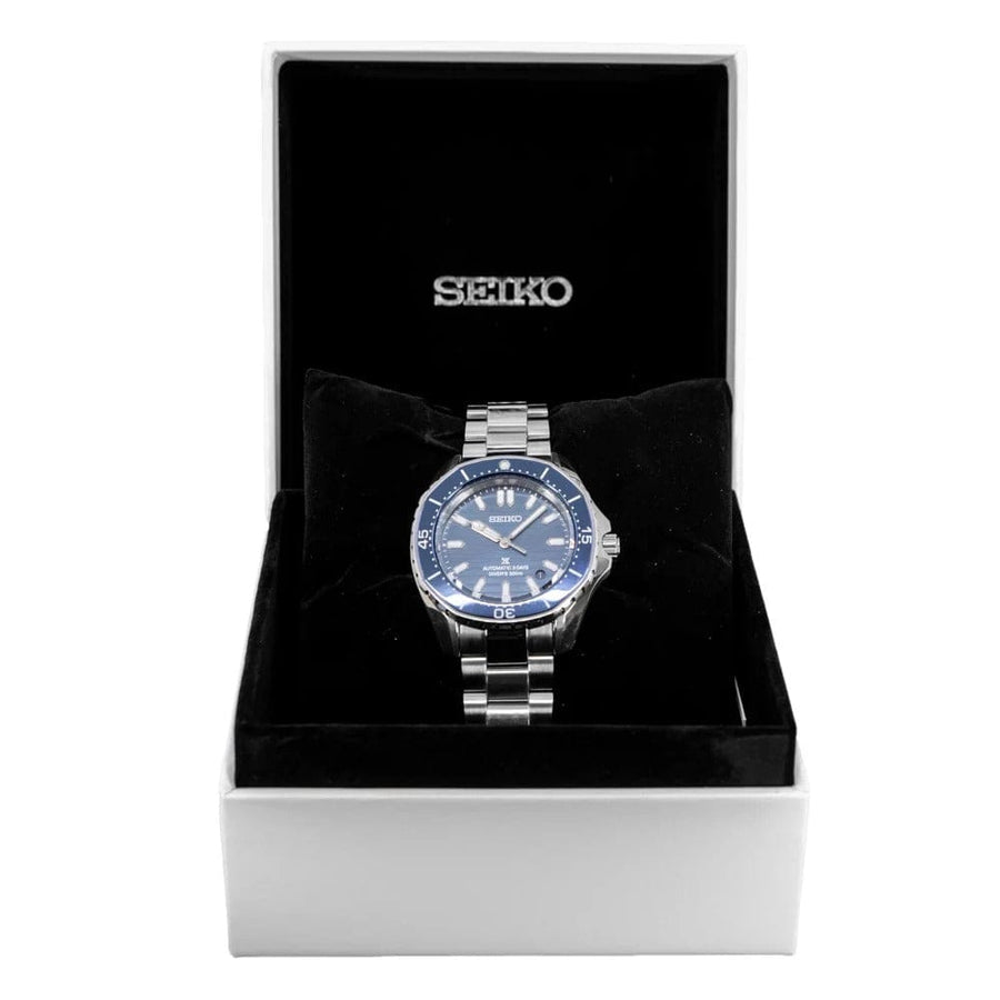 Seiko Prospex Polygonal Divers Automatic Blue Dial Silver Steel Strap Watch for Men - SPB483J1