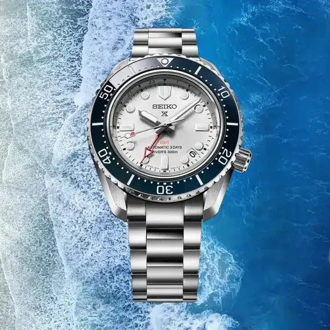 Seiko Prospex 1968 Heritage Diver's GMT 60th Anniversary White Dial Silver Steel Strap Watch for Men - SPB519J1