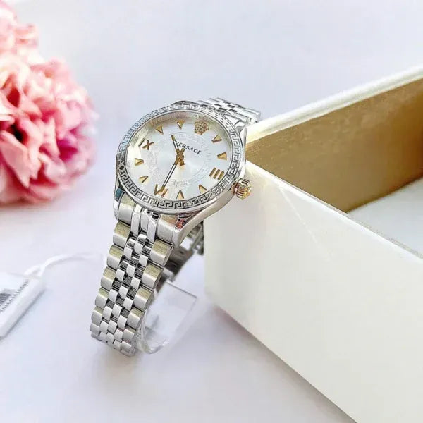 Versace Hellenyium Quartz Silver Dial Silver Steel Strap Watch for Women - VE2S00322