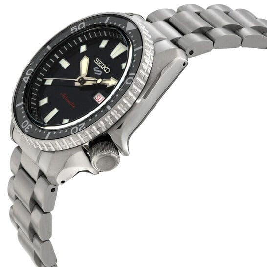 Seiko 5 Sports SKX Automatic Black Dial Silver Steel Strap Watch for Men - SRPL85K1
