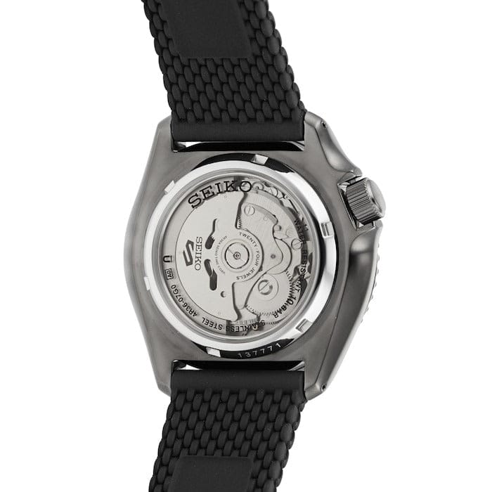 Seiko 5 Sports SKX Series Automatic Black Dial Black Silicone Strap Watch for Men - SRPD65K2
