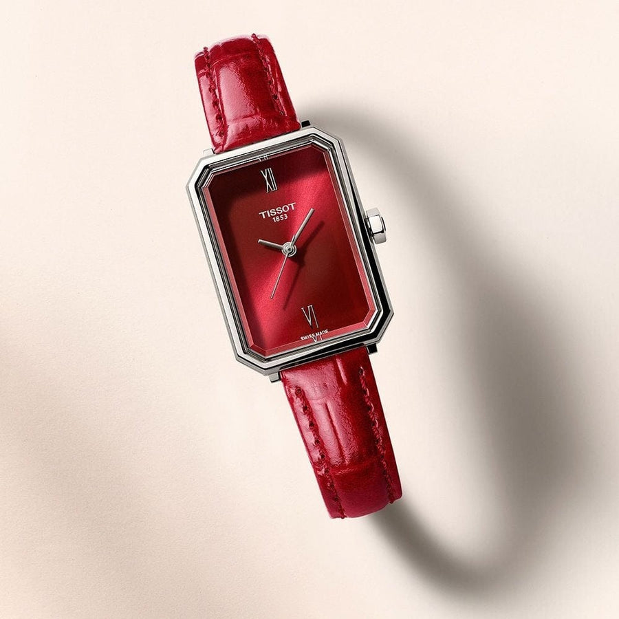 Tissot SRV Red Dial Red Leather Strap Watch for Women - T160.110.16.423.00