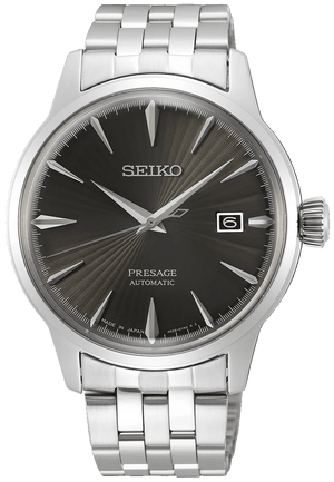 Seiko Presage Cocktail Time Automatic Black Dial Silver Steel Strap Watch for Men - SRPE17J1