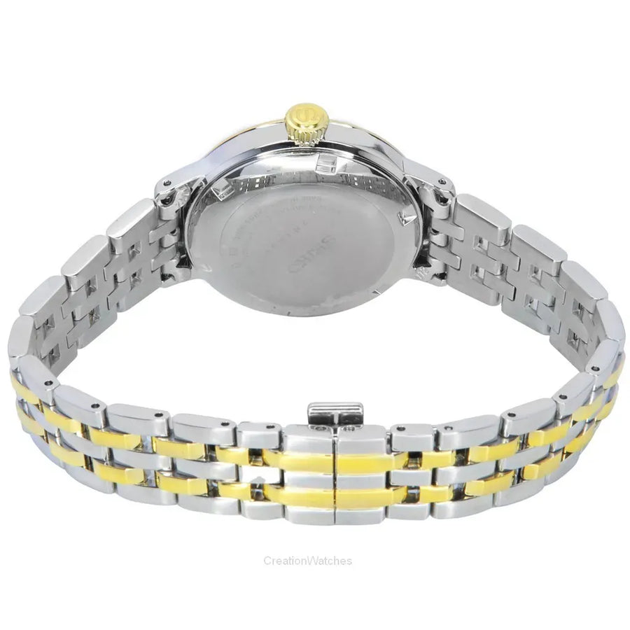 Seiko Presage Cocktail Time Automatic Diamonds White Dial Two Tone Steel Strap Watch for Women - SRE010J1