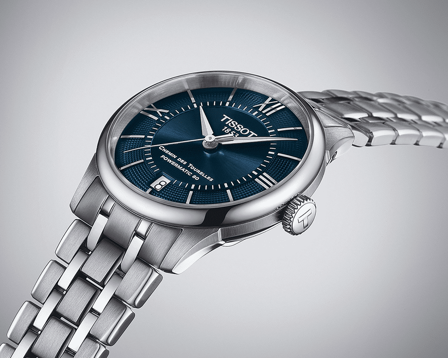 Tissot Chemin Des Tourelles Powermatic 80 Blue Dial Silver Steel Strap Watch for Men - T139.407.11.048.00