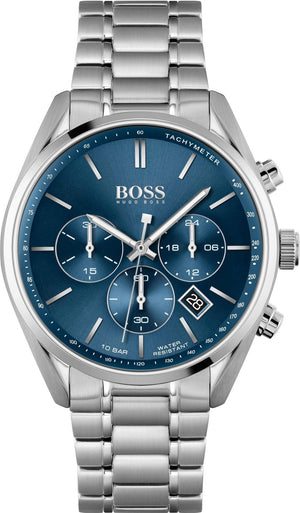 Hugo Boss Grand Prix Chronograph Blue Dial Silver Steel Strap Watch for Men - 1514226