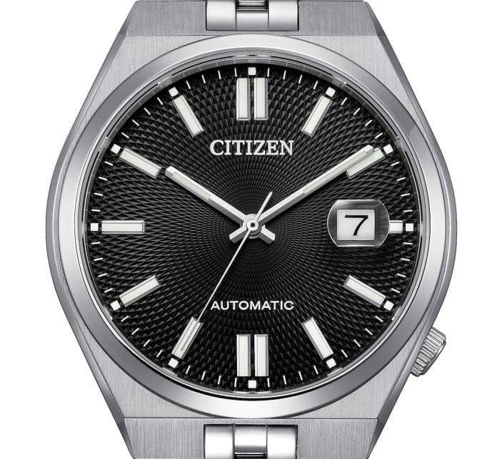 Citizen Tsuyosa 60 Automatic Black Dial Silver Steel Strap Watch for Men - NK0020-55E