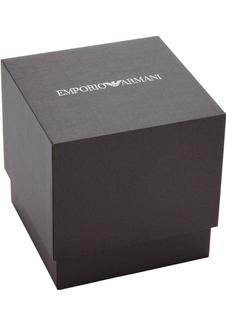 Emporio Armani Racer Chronograph Silver Dial Black Leather Strap Watch for Men - AR11677