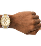 Emporio Armani Elegant Chronograph Cream Dial Two Tone Steel Strap Watch for Men - AR11605