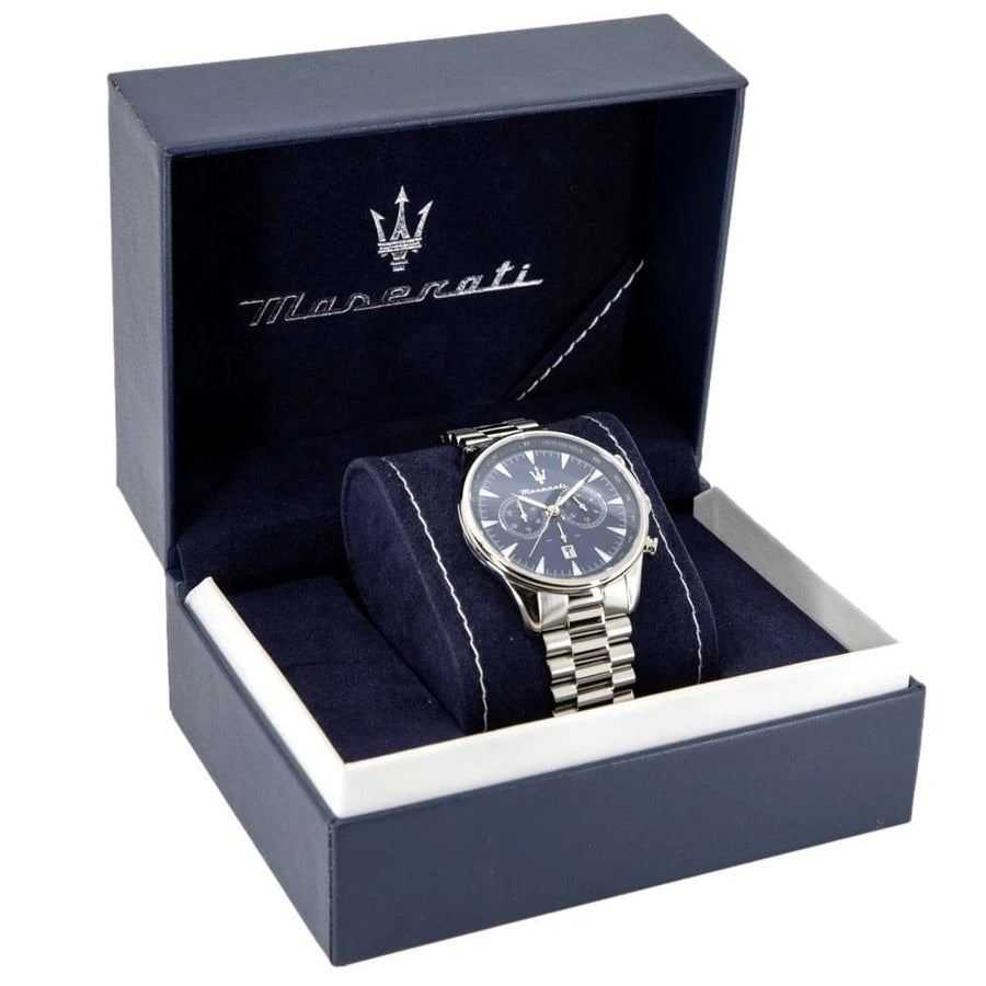 Maserati Tradizione Chronograph Blue Dial Silver Steel Strap Watch for Men - R8873646005