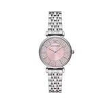 Emporio Armani Gianni T-Bar Pink Dial Silver Steel Strap Watch for Women - AR11686