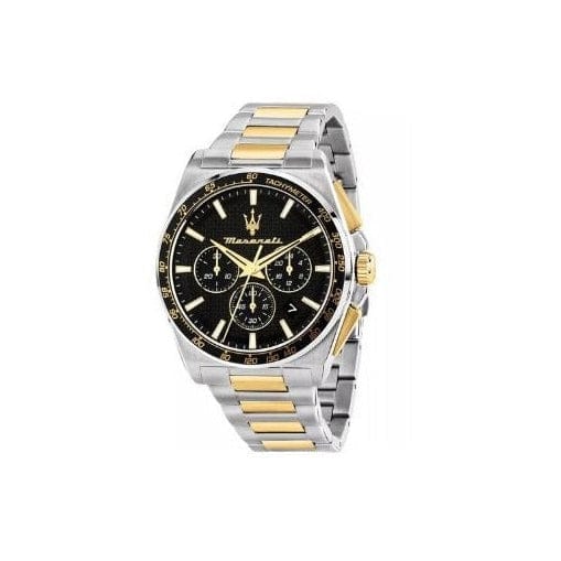 Maserati Velocità Chronograph Black Dial Two Tone Steel Strap Watch for Men - R8873652003