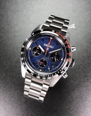 Seiko Prospex Speedtimer Solar Chronograph Blue Dial Silver Steel Strap Watch for Men - SSC815
