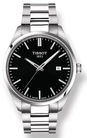 Tissot PR 100 Black Dial Silver Steel Strap Watch for Men - T150.410.11.051.00