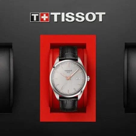 Tissot PR 100 Quartz Silver Dial Black Leather Strap Watch for Men - T150.410.16.031.00
