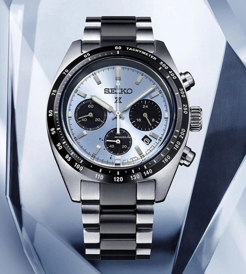 Seiko Prospex Speedtimer Solar Chronograph Limited Edition Blue Dial Two Tone Steel Strap Watch for Men - SSC909