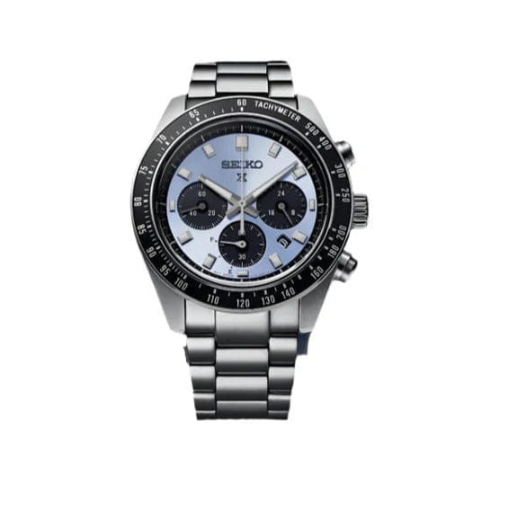 Seiko Prospex Speedtimer 41.4 Solar Chronograph Blue Dial Silver Steel Strap Watch for Men - SSC935
