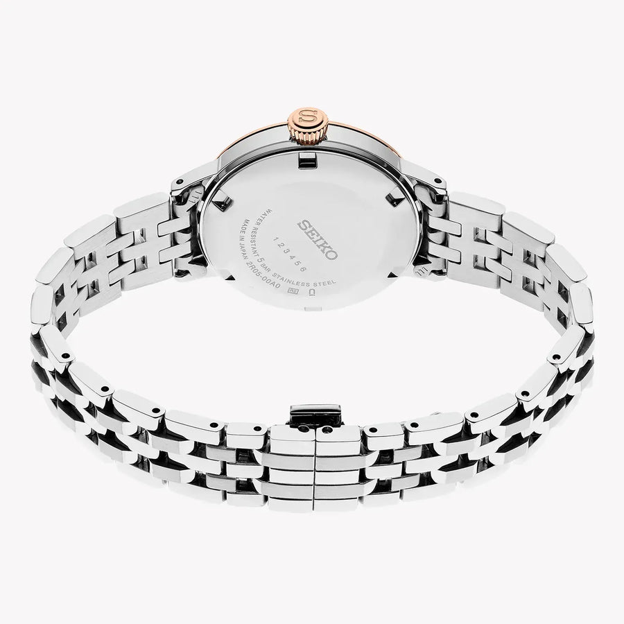 Seiko Presage Cocktail Time Automatic Diamonds White Dial Silver Steel Strap Watch for Women - SRE012J1
