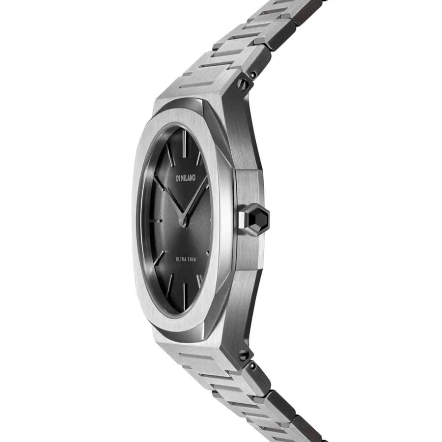 D1 Milano Ultra Thin Black Dial Silver Steel Strap Watch for Women - D1-UTBL05