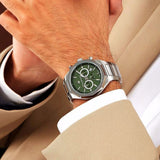 Maserati Stile Chronograph Green Dial Silver Steel Strap Watch for Men - R8873642011