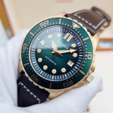 Citizen Mechanical Automatic Green Dial Brown Leather Strap Watch for Men - NJ0173-18X