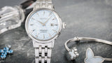 Seiko Presage Cocktail Time Automatic Skydiving Diamonds Blue Dial Silver Steel Strap Watch for Women - SRE007J1
