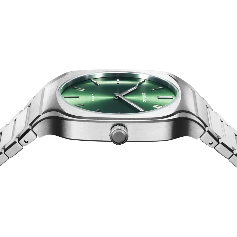 D1 Milano Square Eden Green Dial Silver Steel Strap Watch for Men - D1-SQBJ06