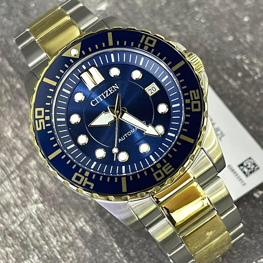 Citizen Mechanical Automatic Blue Dial Two Tone Steel Strap Watch for Men - NJ0174-82L