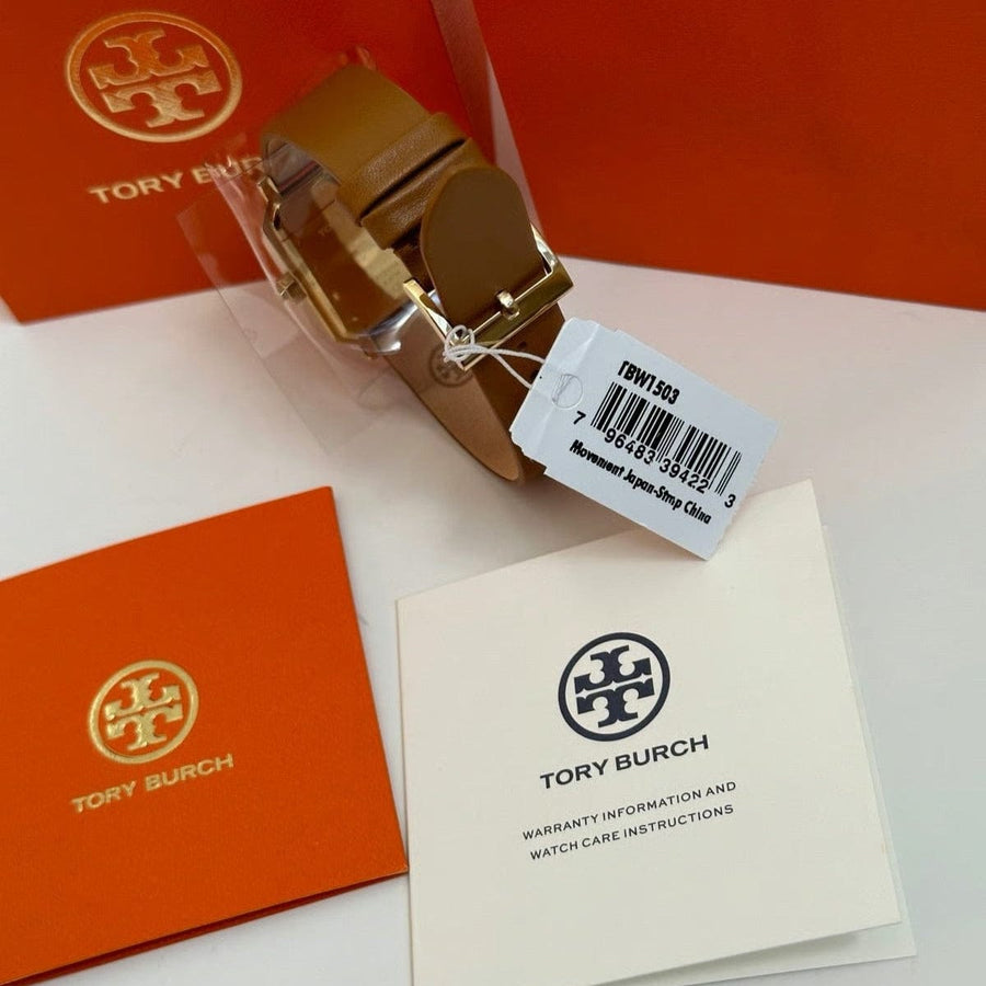 Tory Burch Robinson White Dial Brown Leather Strap Watch for Women - TBW1503