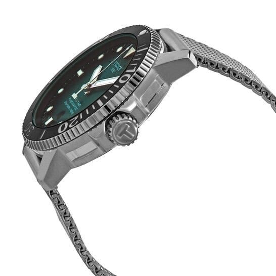 Tissot Seastar 1000 Powermatic 80 Automatic Green Dial Silver Mesh Strap Watch for Men - T120.407.11.091.00