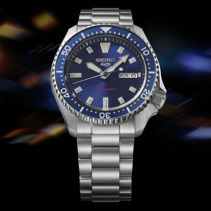 Seiko 5 Sports SKX Automatic Blue Dial Silver Steel Strap Watch for Men - SRPL83K1