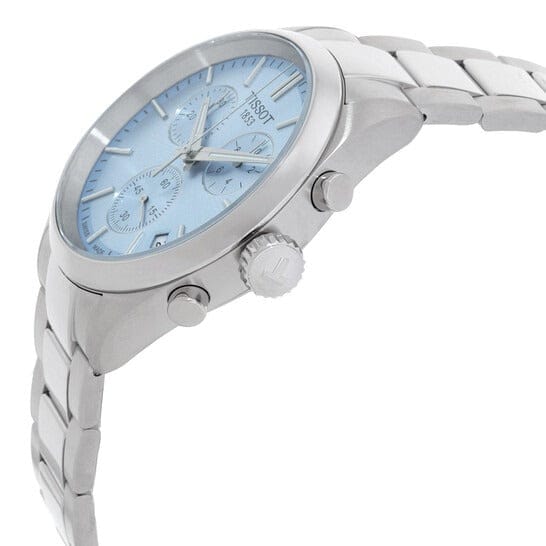 Tissot PR 100 Chronograph Light Blue Dial Silver Steel Strap Watch for Men - T150.417.11.351.00