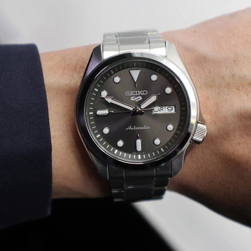 Seiko 5 Sports Automatic Grey Dial Silver Steel Strap Watch for Men - SRPE51K1