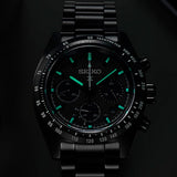Seiko Prospex Speedtimer The Black Series Limited Edition Black Dial Black Steel Strap Watch for Men - SSC917