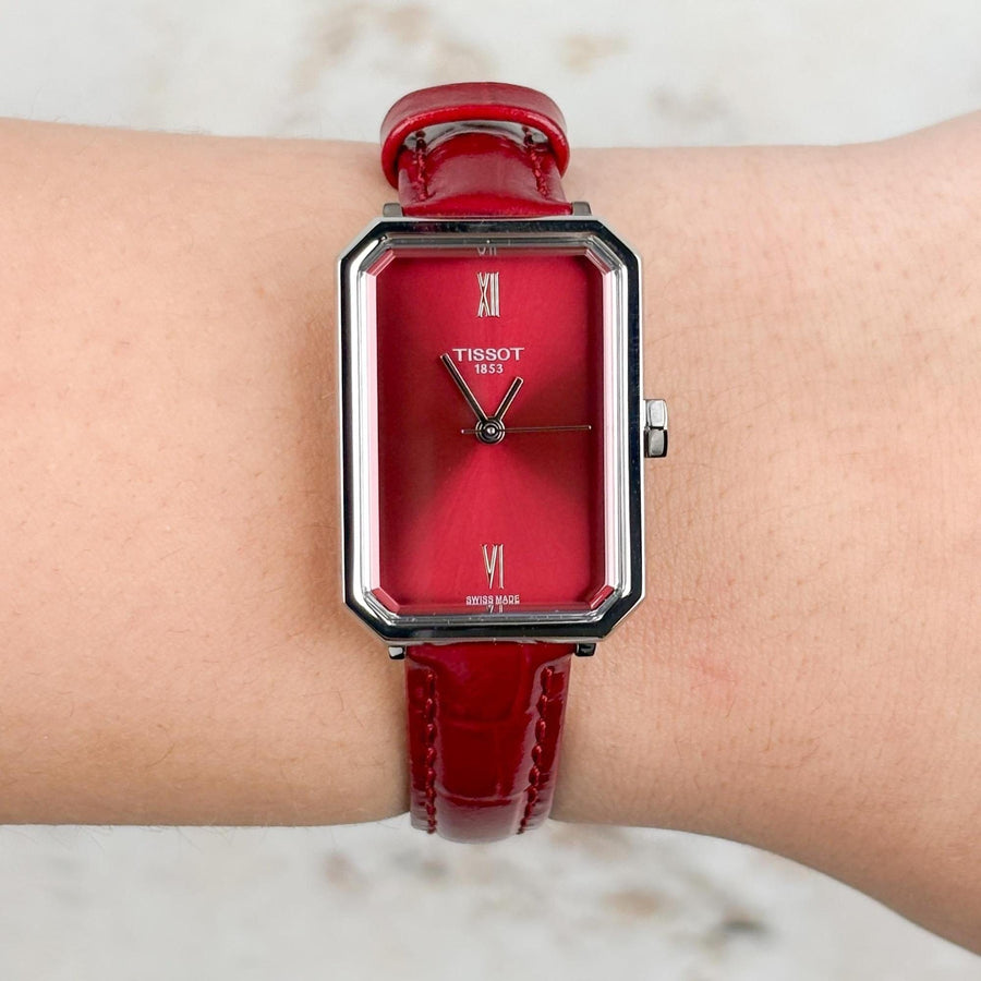 Tissot SRV Red Dial Red Leather Strap Watch for Women - T160.110.16.423.00