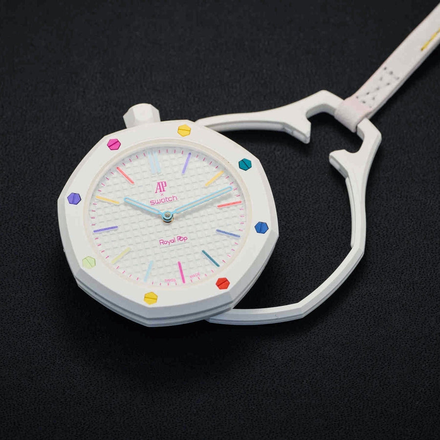 Swatch x AP Royal Pop White Dial Lanyard Watch for Men - Huit Blanc