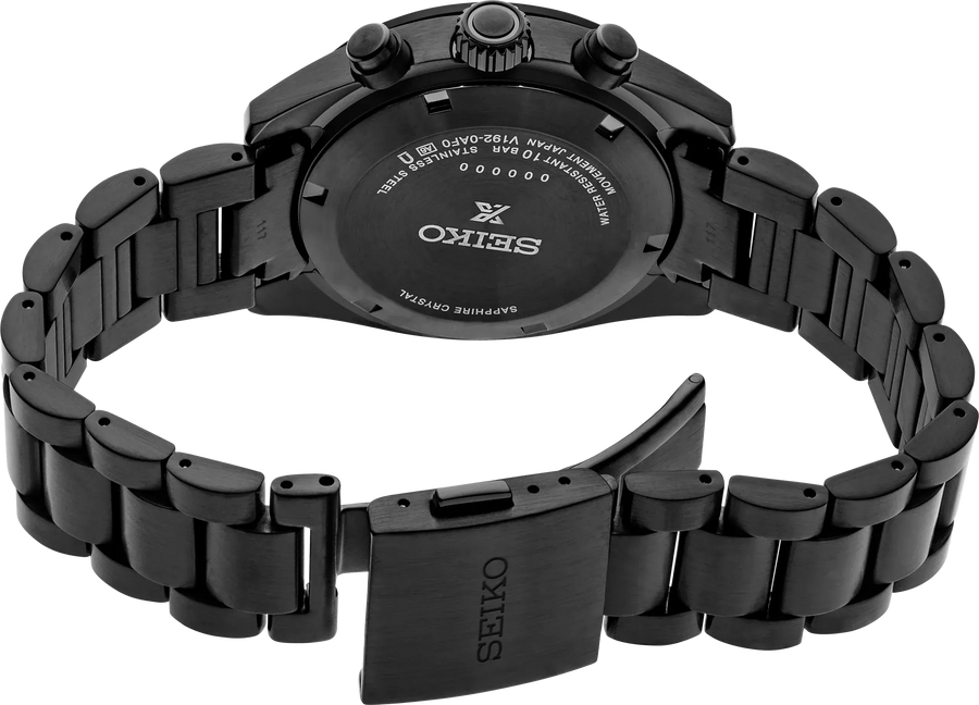 Seiko Prospex Speedtimer The Black Series Limited Edition Black Dial Black Steel Strap Watch for Men - SSC917
