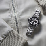 Seiko Prospex Speedtimer Solar Chronograph White Dial Silver Steel Strap Watch for Men - SSC813