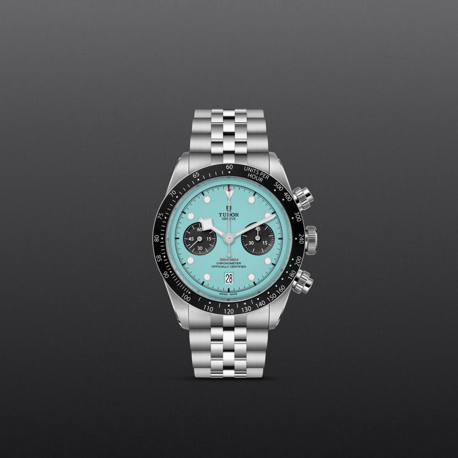 Tudor Black Bay Chrono Blue Dial Silver Steel Strap Watch for Men - M79360N-0024