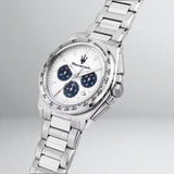 Maserati Velocità Chronograph White Dial Silver Steel Strap Watch for Men - R8873652007
