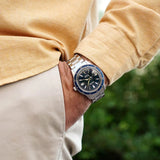 Seiko Presage Style60's Automatic Blue Dial Silver Steel Strap Watch for Men - SRPG05J1