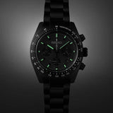 Seiko Prospex Speedtimer The Black Series Limited Edition Black Dial Black Steel Strap Watch for Men - SSC917