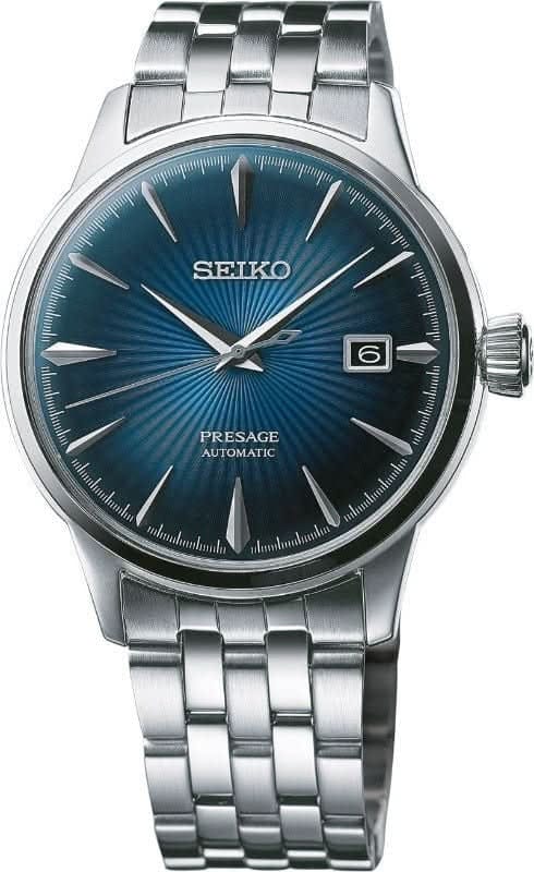 Seiko Presage Cocktail Time Automatic Blue Dial Silver Steel Strap Watch for Men - SRPB41J1