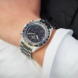 Seiko Prospex Speedtimer Solar Chronograph Black Dial Silver Steel Strap Watch for Men - SSC819
