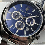 Maserati Attrazione Chronograph Blue Dial Silver Steel Strap Watch for Men - R8853151005