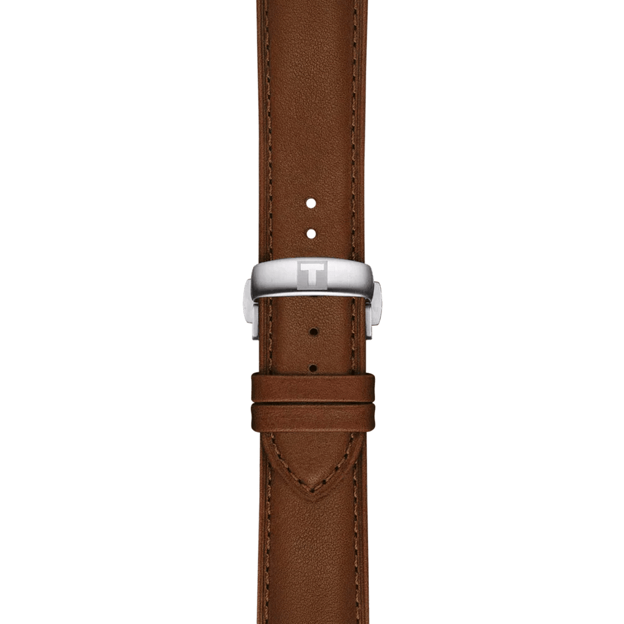 Tissot Chemin des Tourelles Automatic Powermatic 80 Blue Dial Brown Leather Strap Watch for Men - T139.407.16.041.00