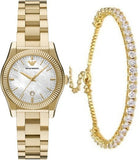 Emporio Armani Federica Mother of Pearl White Dial Gold Steel Strap Watch for Women - AR11657